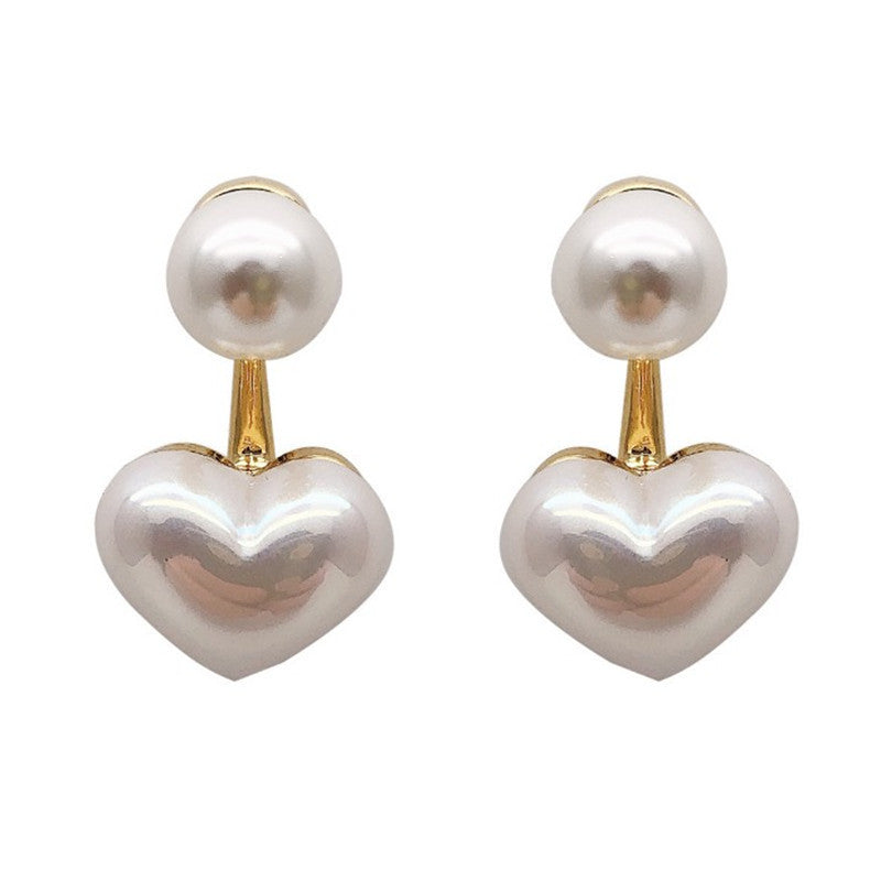 Korean Pearl Heart Drop Earrings