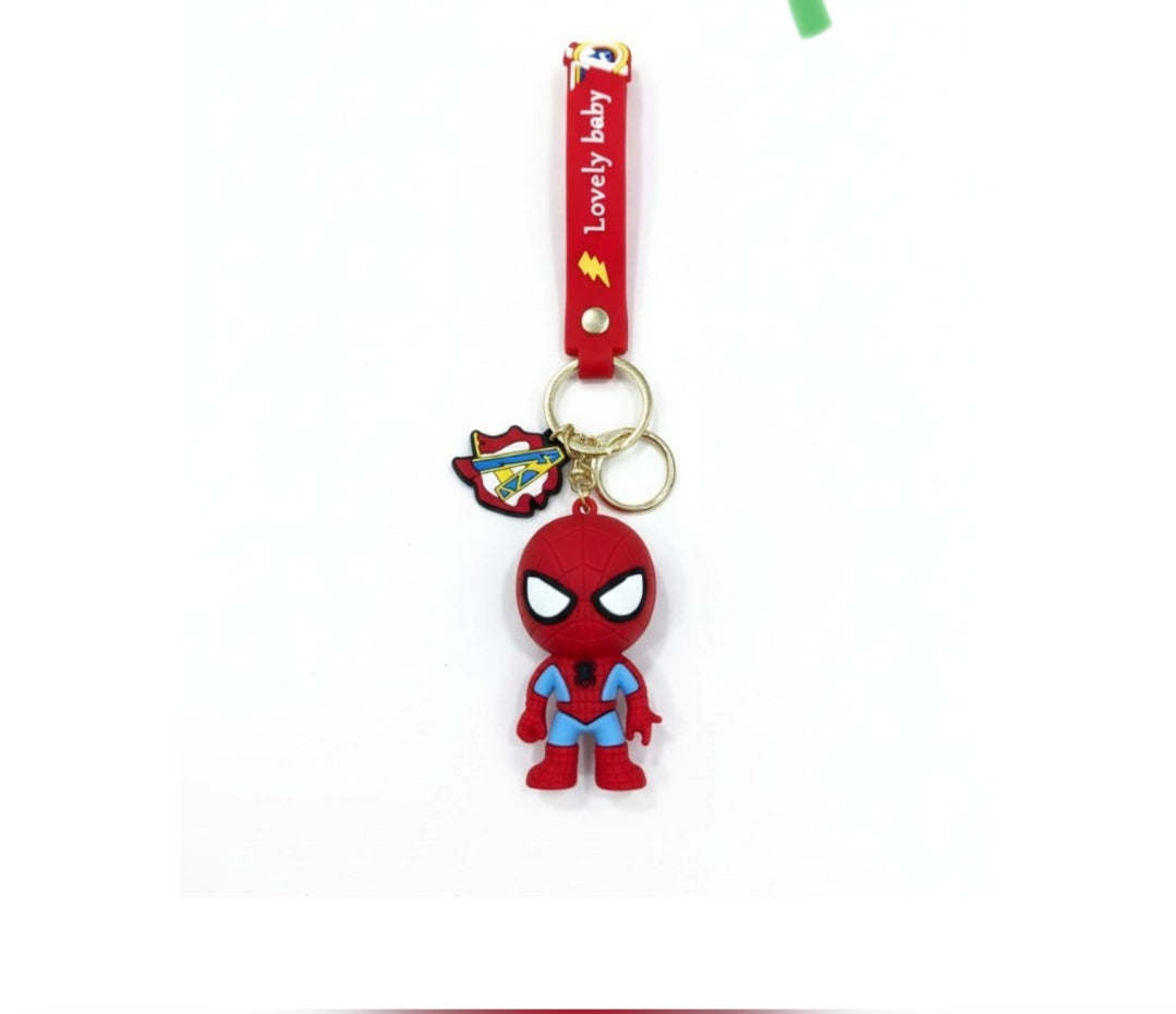 Spider-Man Chibi 3D Keychain with Red Lovely Baby Strap & Shield Charm
