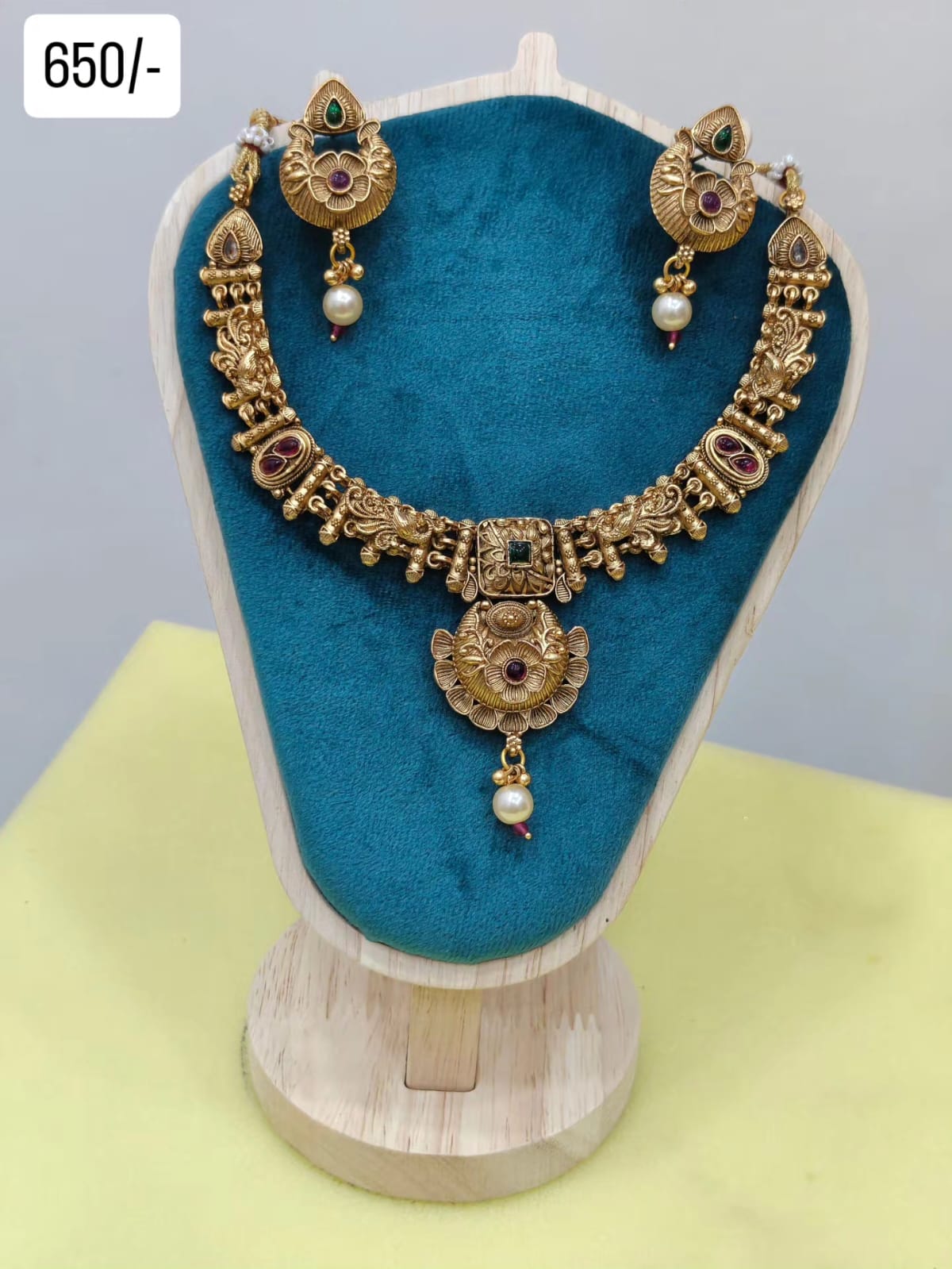 Peacock Enamel Necklace Set