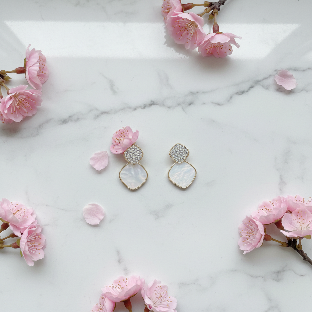 Crystal Top White Opal Drop Earrings