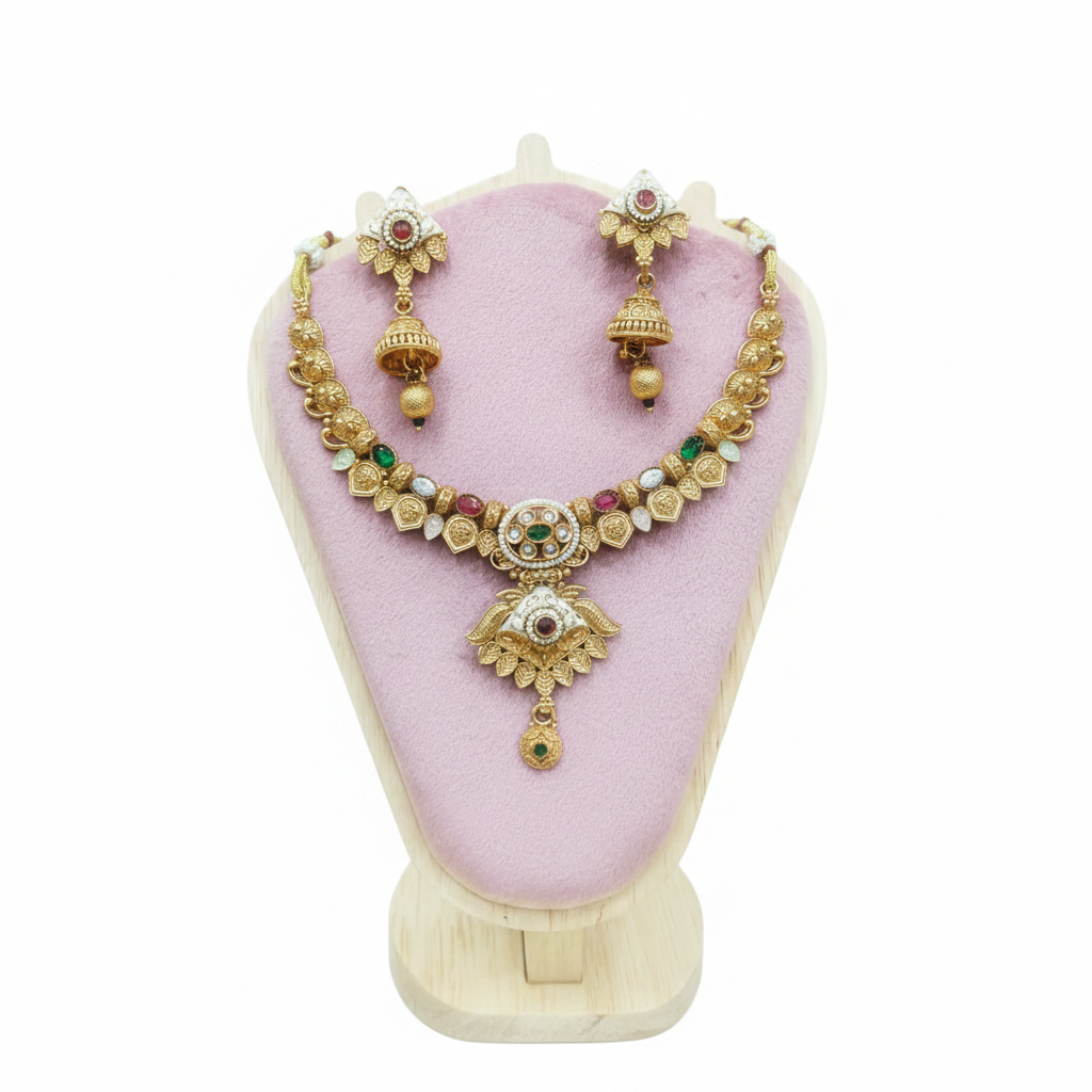Leaf Motif Multicolour Necklace Set