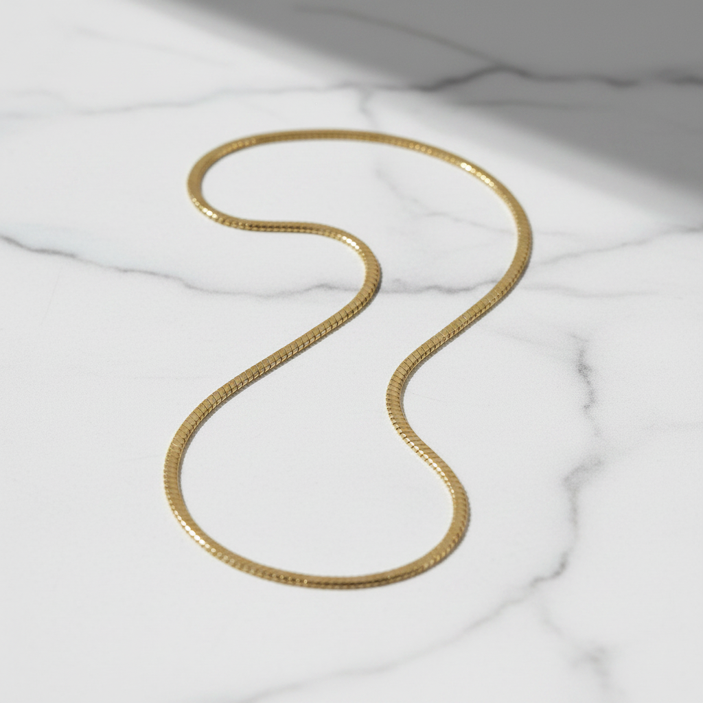 22 Inch Gold Square Snake Chain Necklace – 3mm | Anti-Tarnish | Waterproof | Unisex