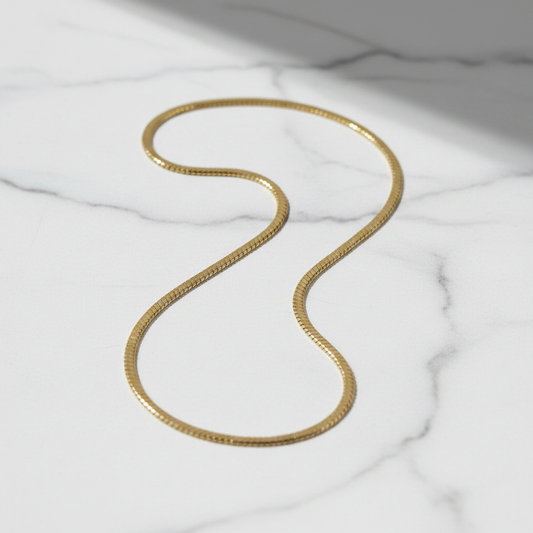 22 Inch Gold Square Snake Chain Necklace – 3mm | Anti-Tarnish | Waterproof | Unisex