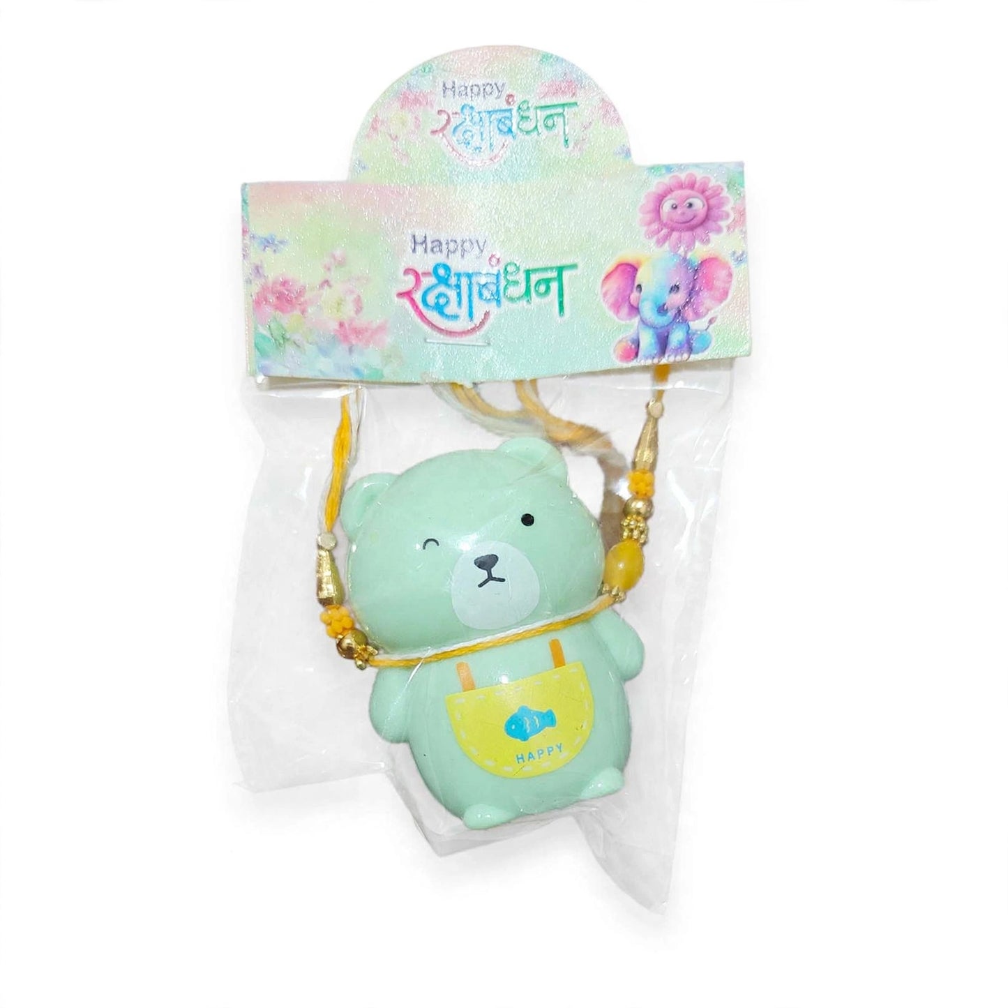 Mint Green Bear Pencil Sharpener Kids Rakhi