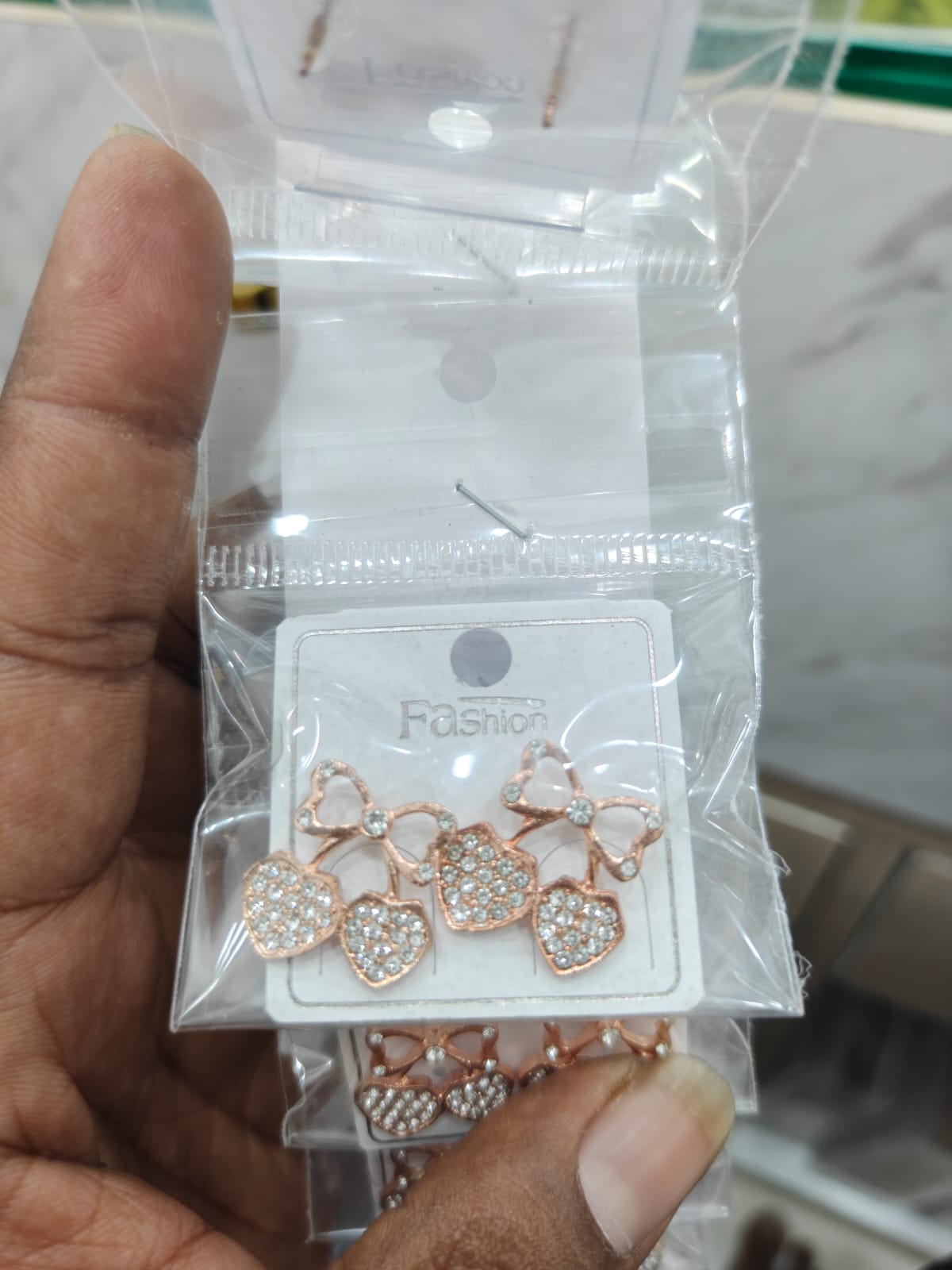 Rose Gold Crystal Heart Drop Earrings