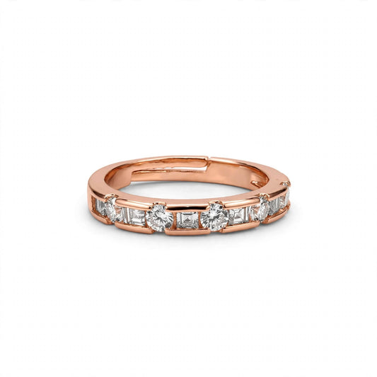 Rose Gold Baguette & Round Diamond Band Ring