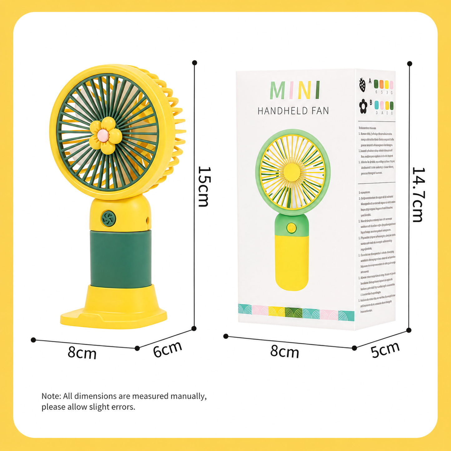 Cute Fruit & Flower Series USB Handheld Fan | Portable USB Rechargeable Fan
