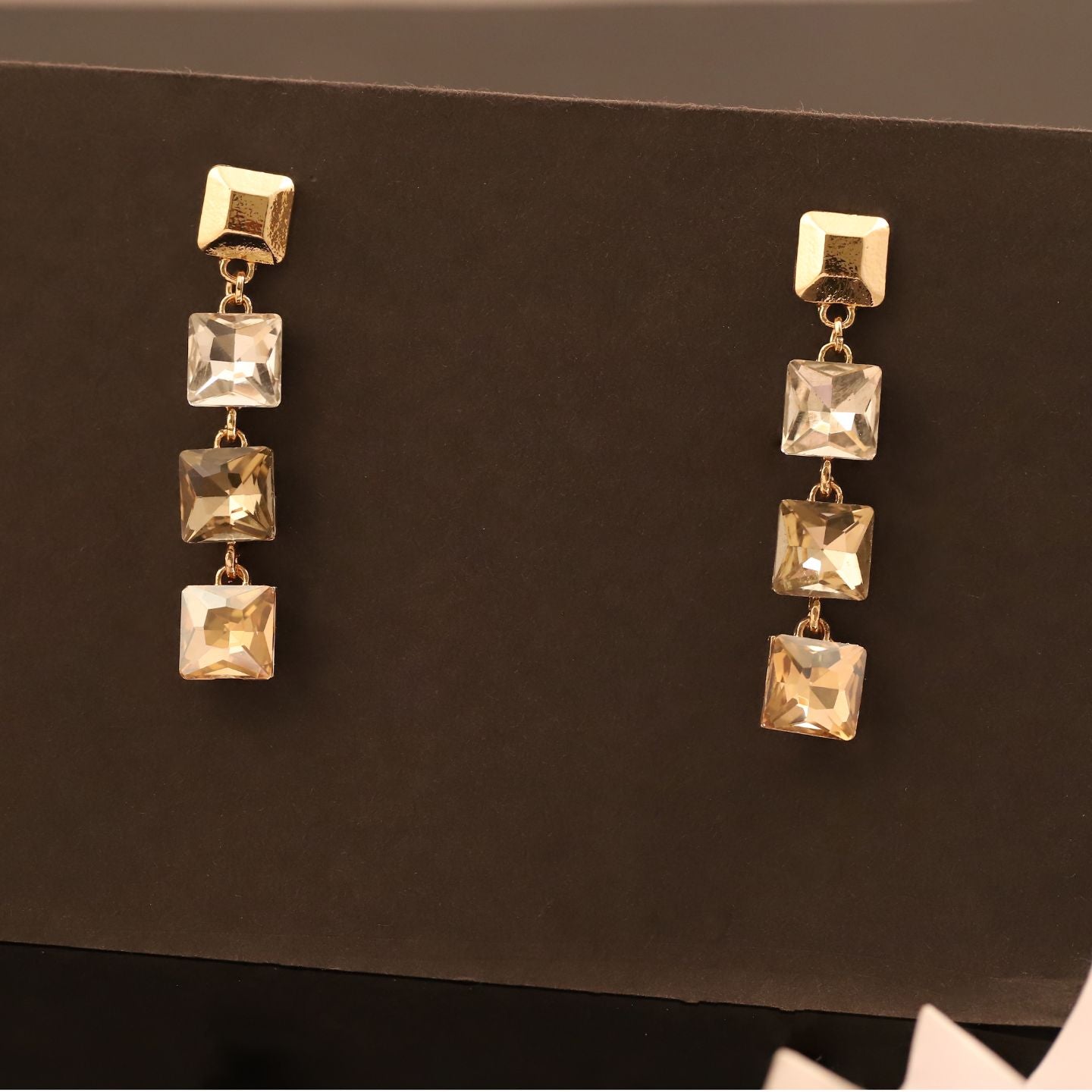 Crystal Square Drop Earrings
