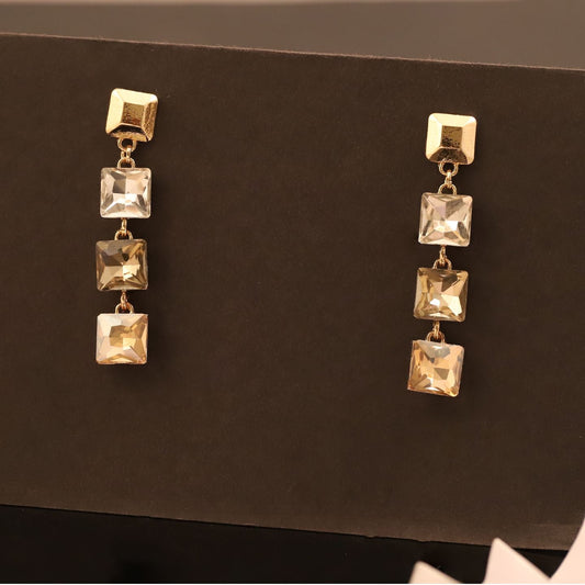 Crystal Square Drop Earrings