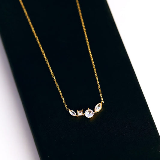Anti Tarnish Multi-Shape Crystal Bar Necklace