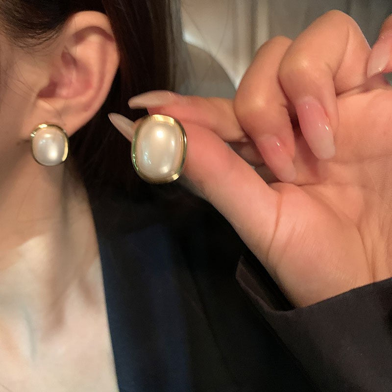 Korean Large Pearl Stud Earrings
