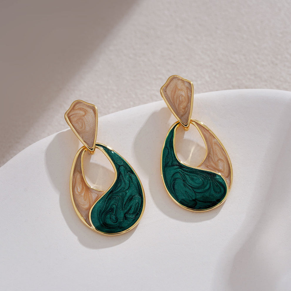 Korean Marble Yin-Yang Drop Earrings