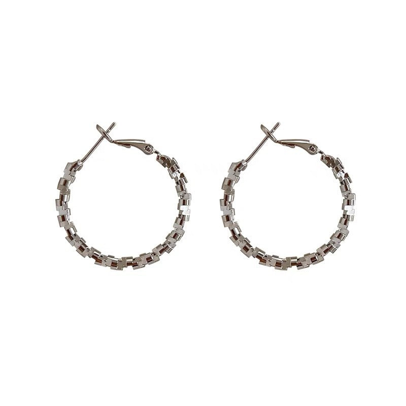 Korean Cube Chain Hoop Earrings