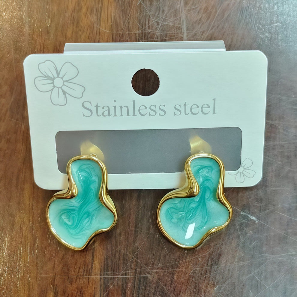 Korean Abstract Wavy Stud Earrings