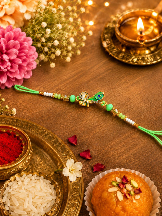 Peacock Meenakari Krishna Rakhi