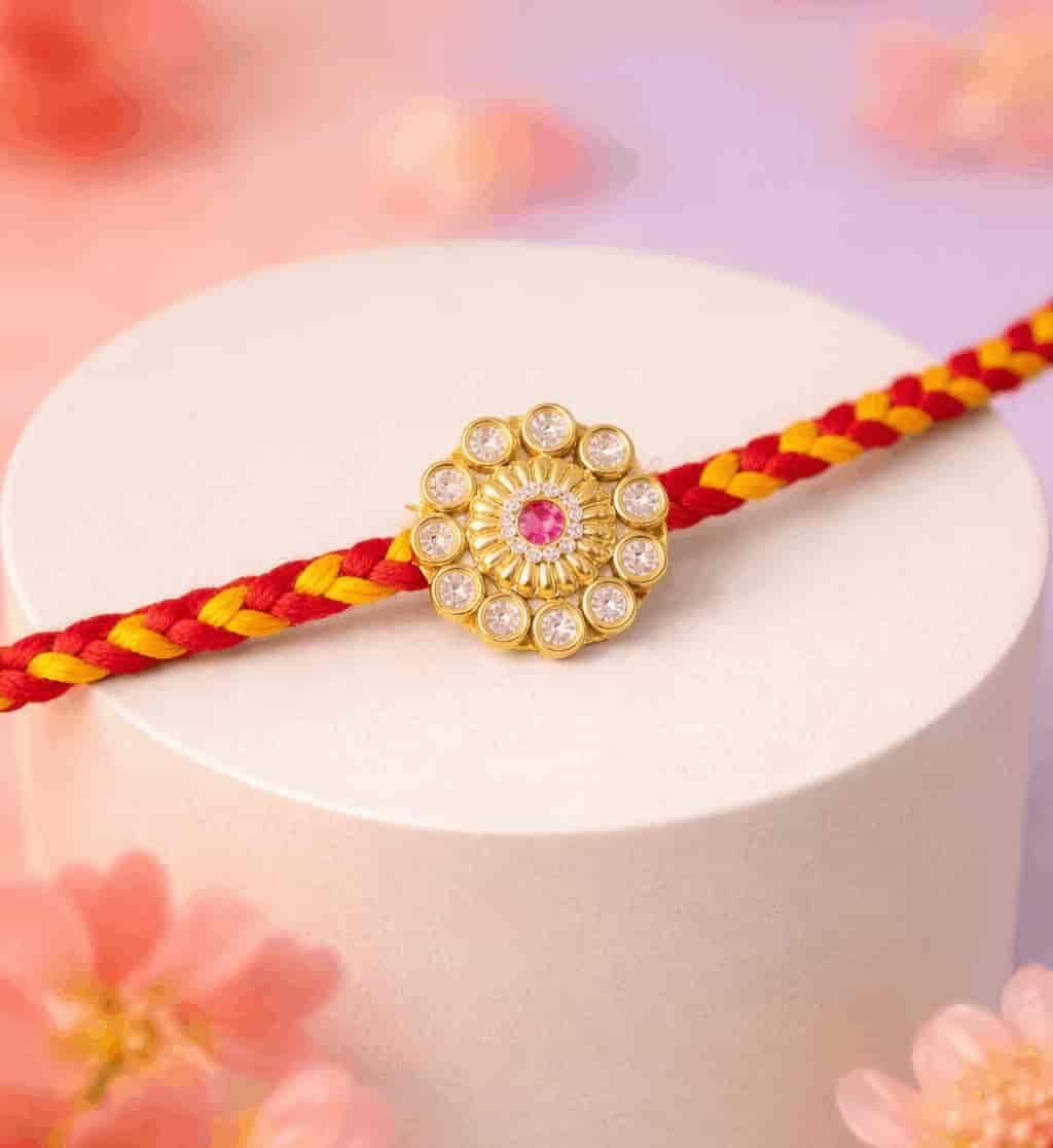 Gold Kundan Floral Rakhi