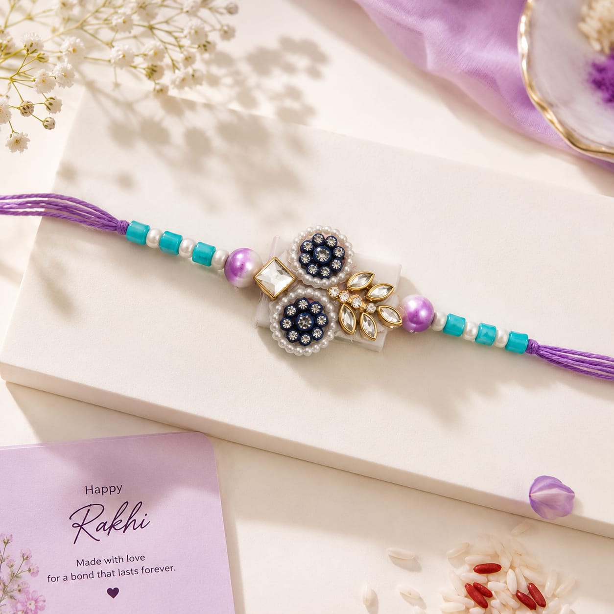Blue Gota Patti Double Disc Rakhi