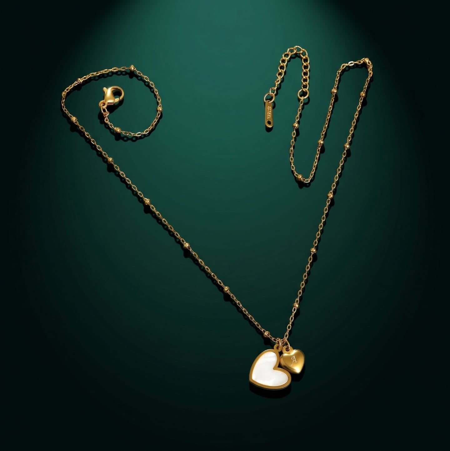 Anti Tarnish Gold Multi-Crystal Bar Necklace
