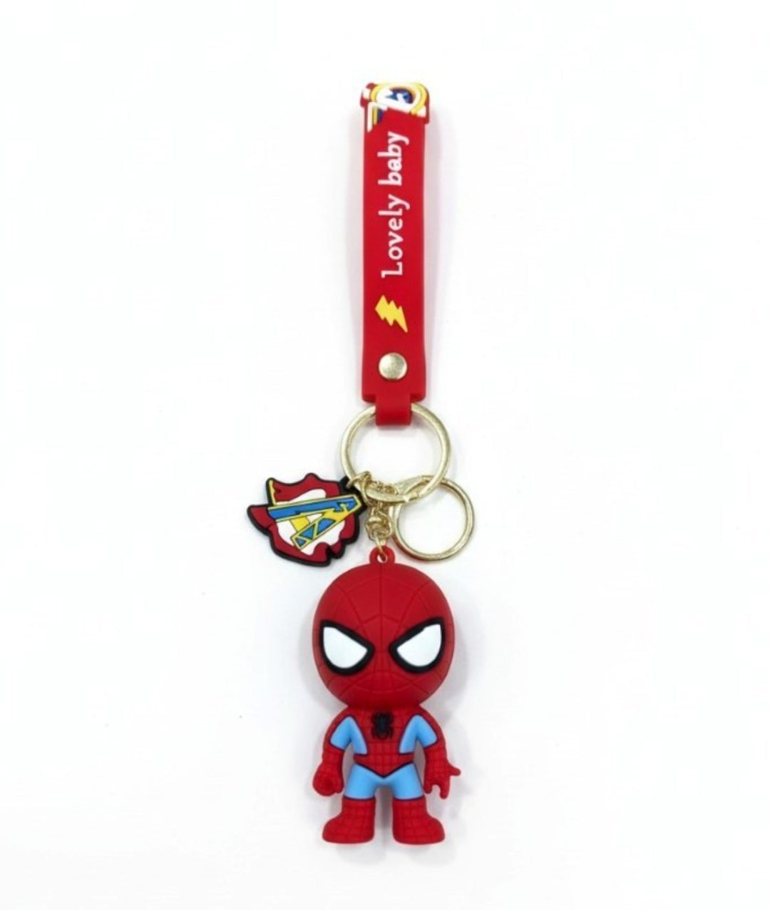 Spider-Man Chibi 3D Keychain with Red Lovely Baby Strap & Shield Charm