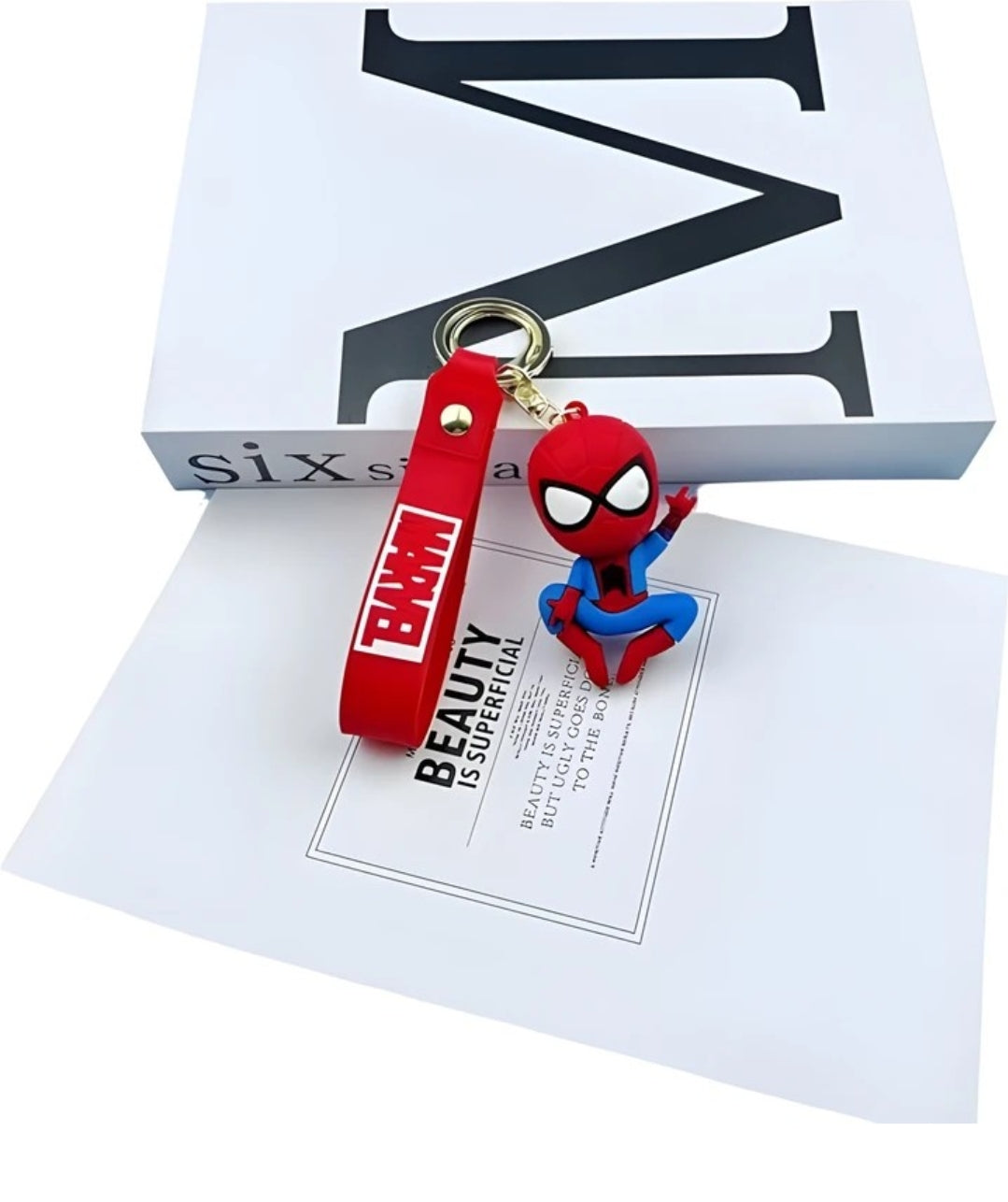 Spider-Man Marvel 3D Keychain with Red MARVEL Silicone Strap