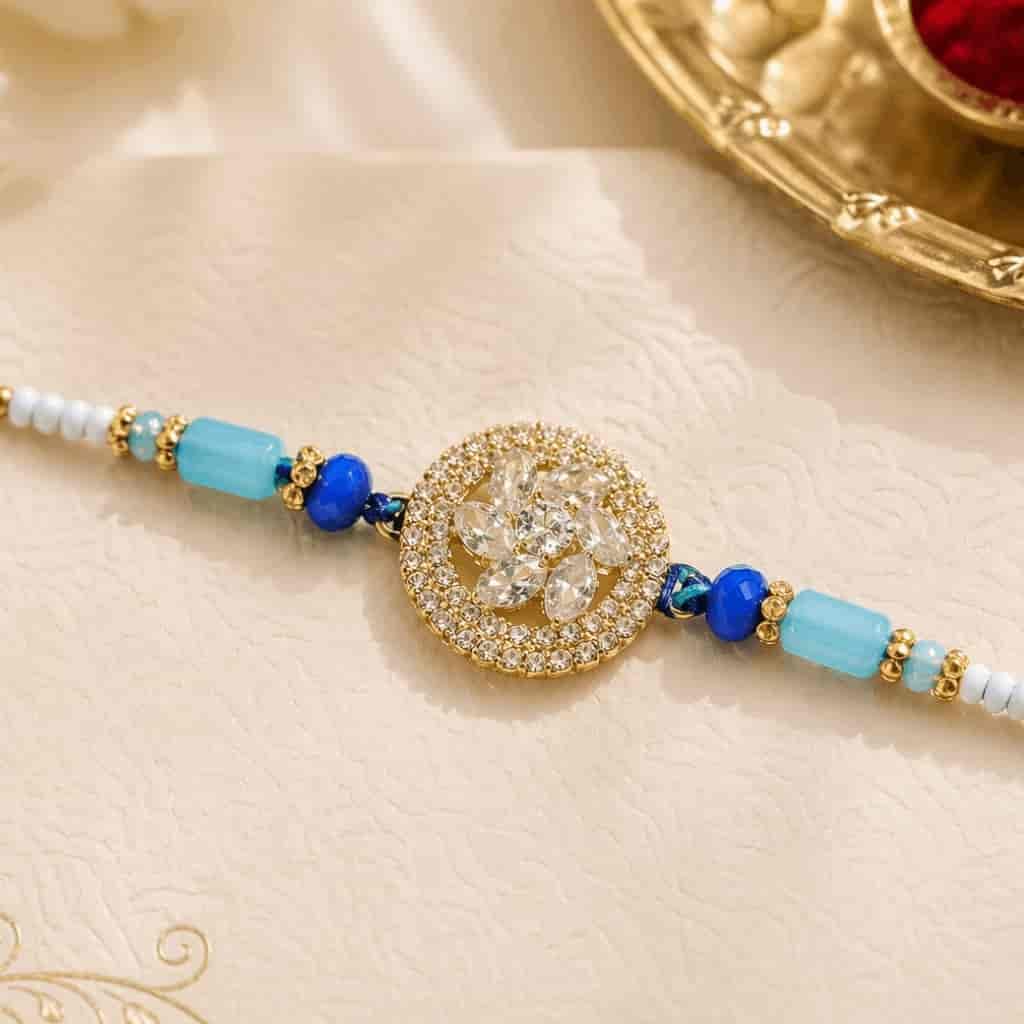 AD Stone Floral Circle Rakhi