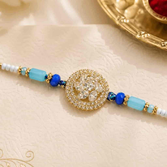 AD Stone Floral Circle Rakhi
