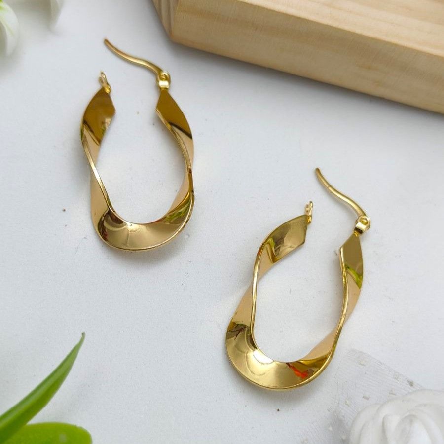 Anti tarnish Twisted Hoop Earrings