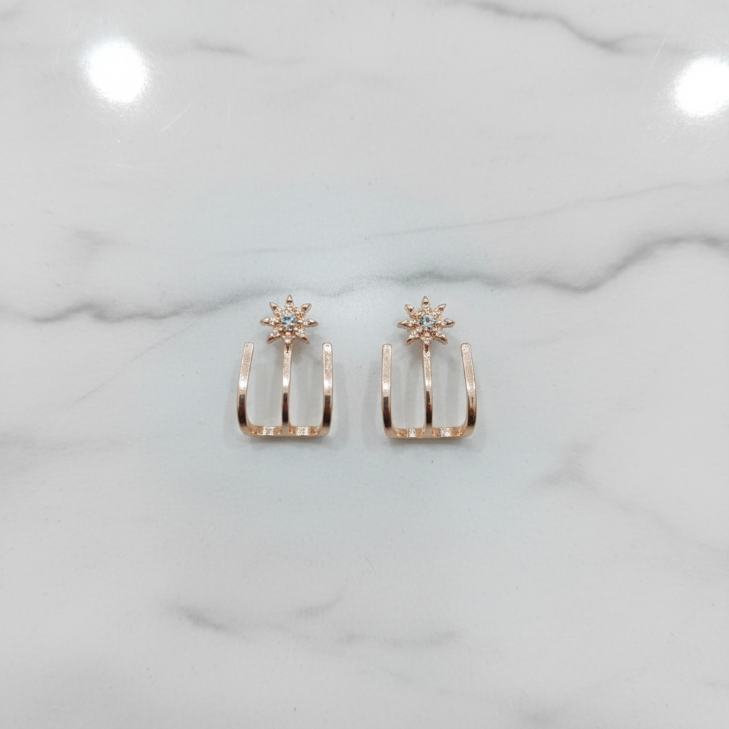 Rose Gold Crown Crystal Earrings