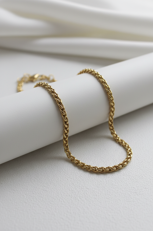 22 Inch Gold Wheat Chain Necklace – Anti-Tarnish | Waterproof | Unisex