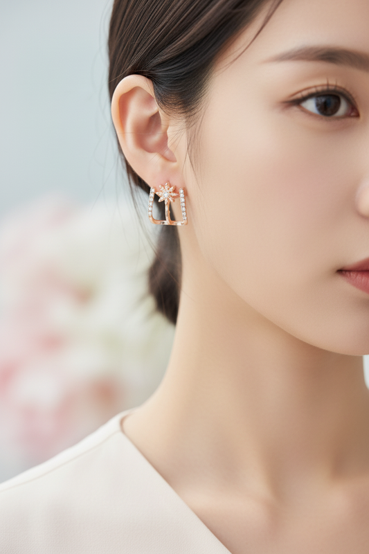 Rose Gold Crown Crystal Earrings