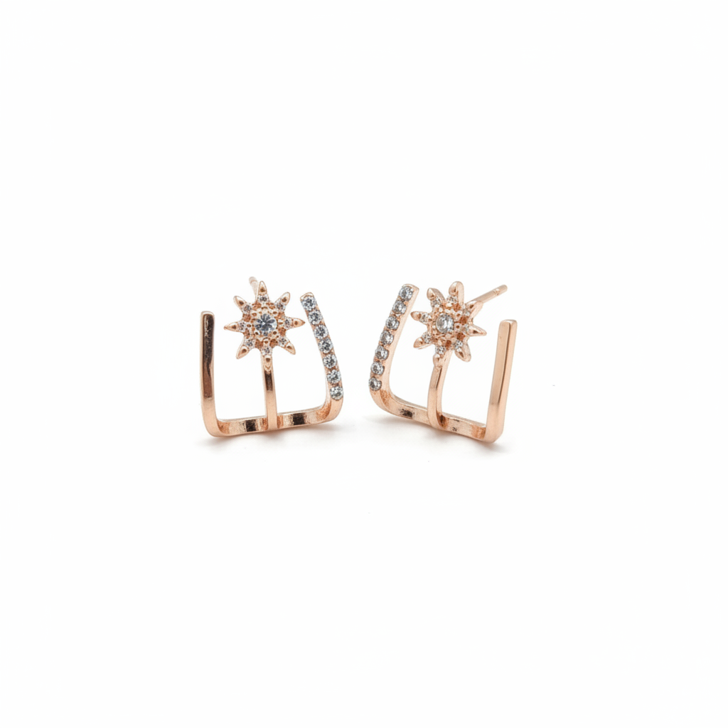 Rose Gold Crown Crystal Earrings