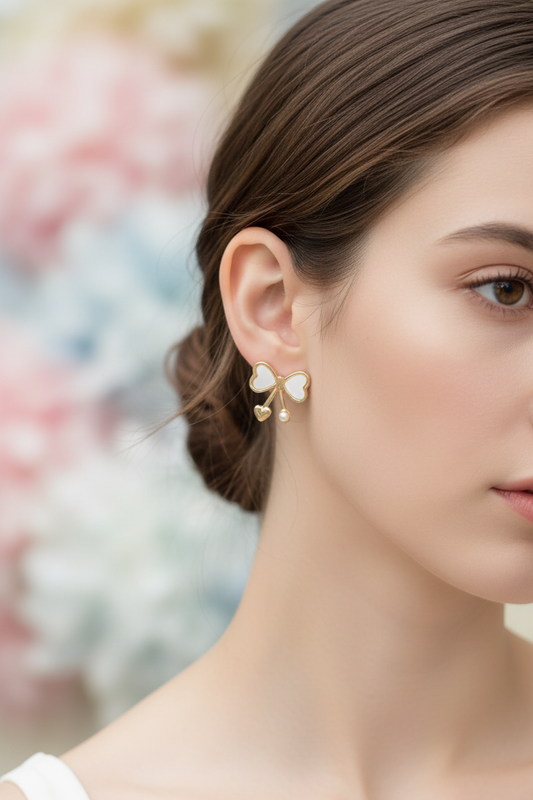 Korean Heart Butterfly Earrings