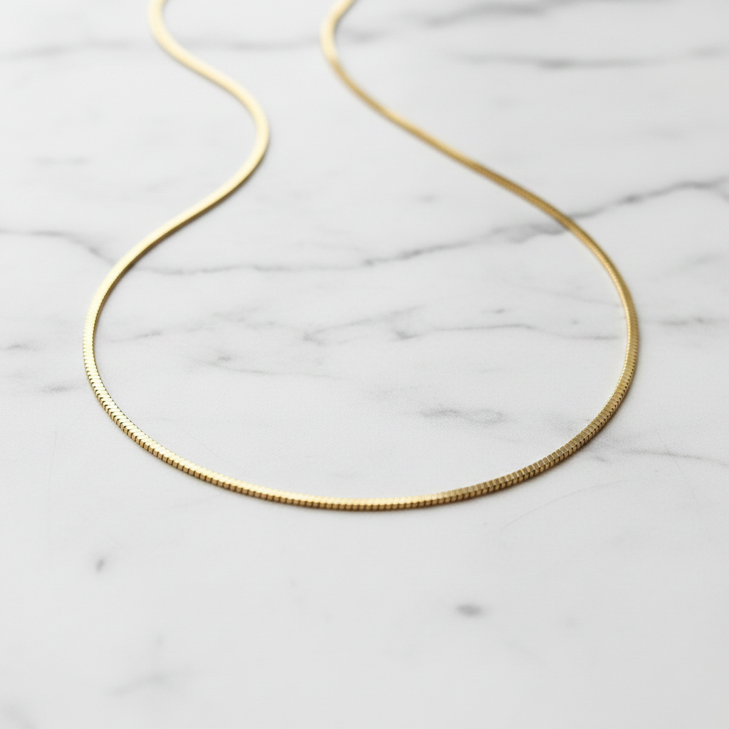 22 Inch Gold Square Snake Chain Necklace – 1mm | Anti-Tarnish | Waterproof | Unisex
