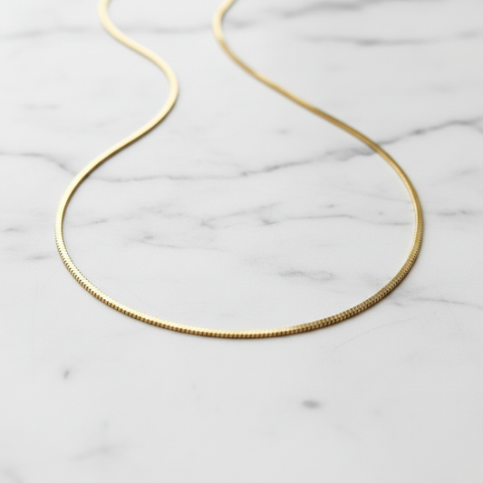 22 Inch Gold Square Snake Chain Necklace – 1mm | Anti-Tarnish | Waterproof | Unisex