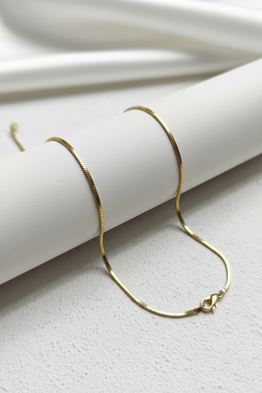22 Inch Gold Square Snake Chain Necklace – 1mm | Anti-Tarnish | Waterproof | Unisex