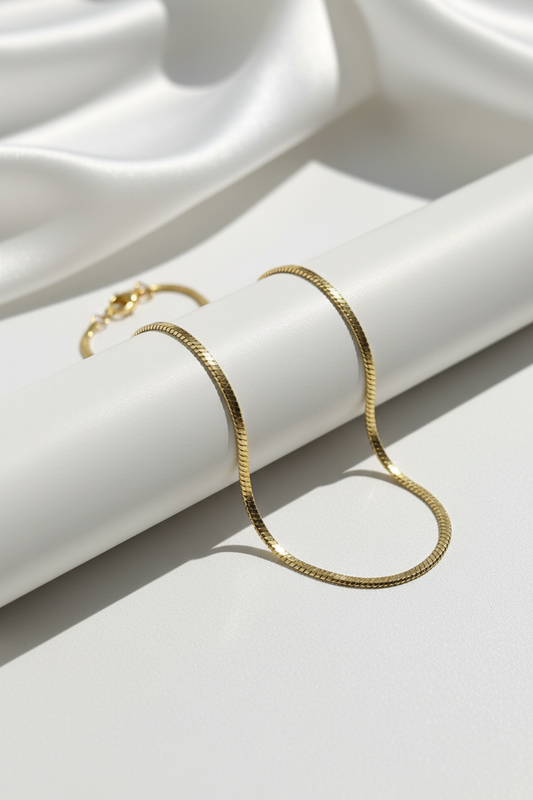 22 Inch Gold Square Snake Chain Necklace – 3mm | Anti-Tarnish | Waterproof | Unisex