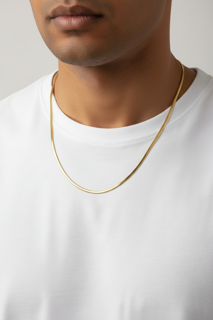 22 Inch Gold Snake Chain Necklace – Anti-Tarnish | Waterproof | Unisex