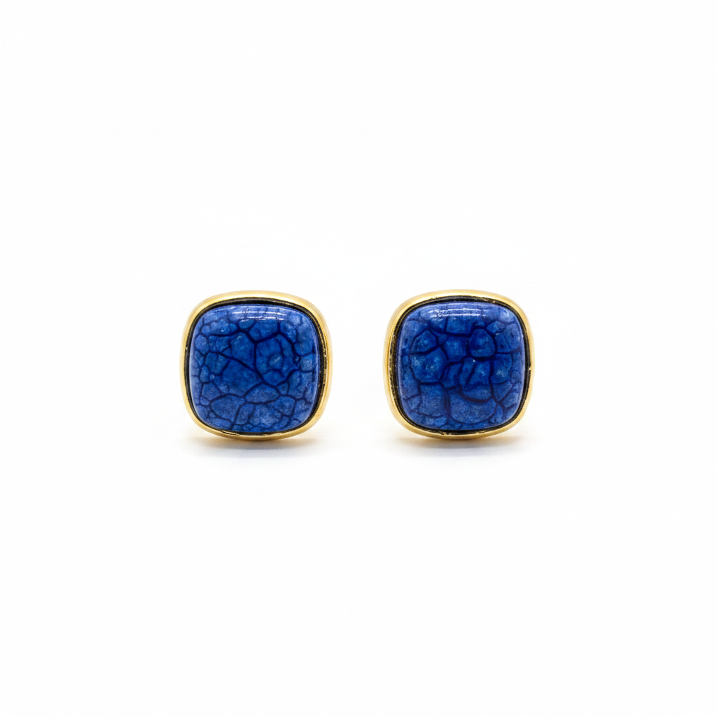 Textured Stone Square Stud Earrings