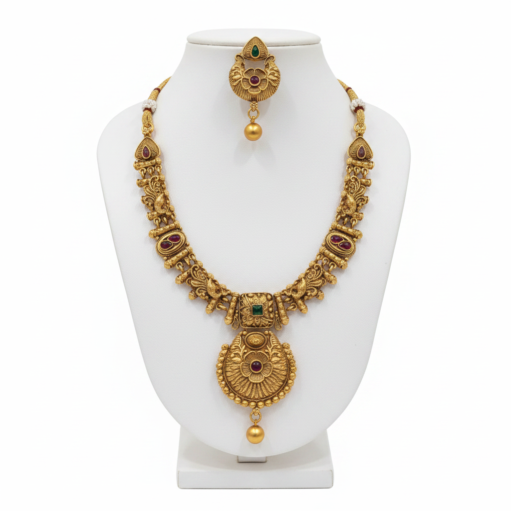 Peacock Enamel Necklace Set