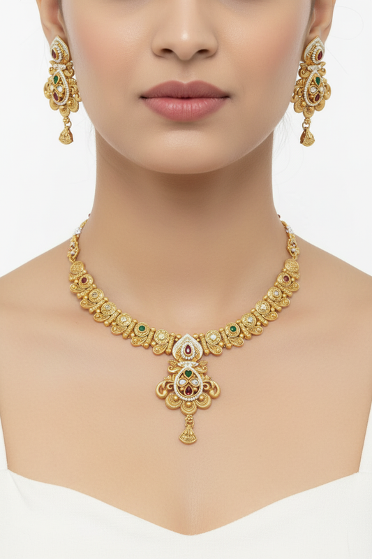 Antique Gold Temple Necklace Set