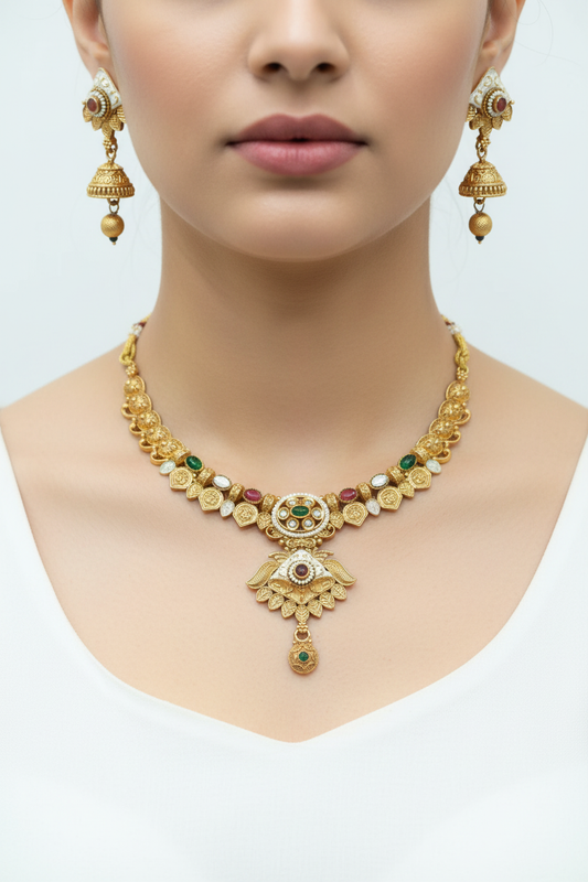 Leaf Motif Multicolour Necklace Set