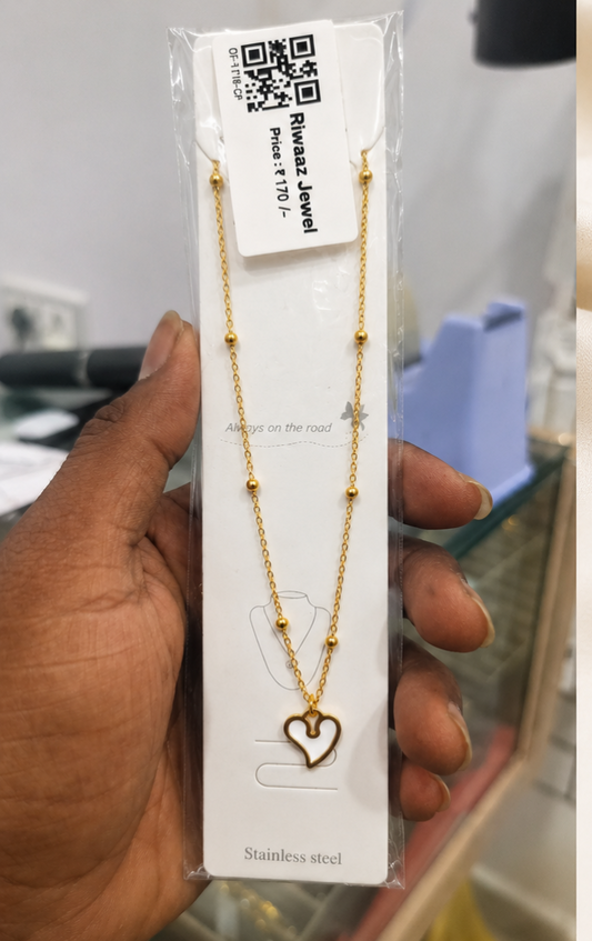 Anti Tarnish White Enamel Heart Satellite Ball Chain Necklace