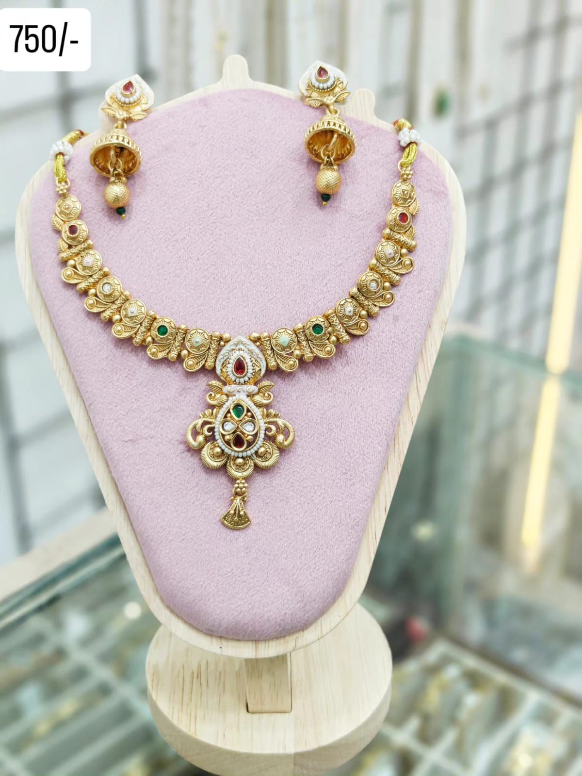 Antique Gold Temple Necklace Set