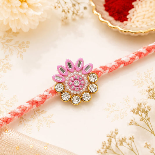 Crystal Floral Rakhi - Green