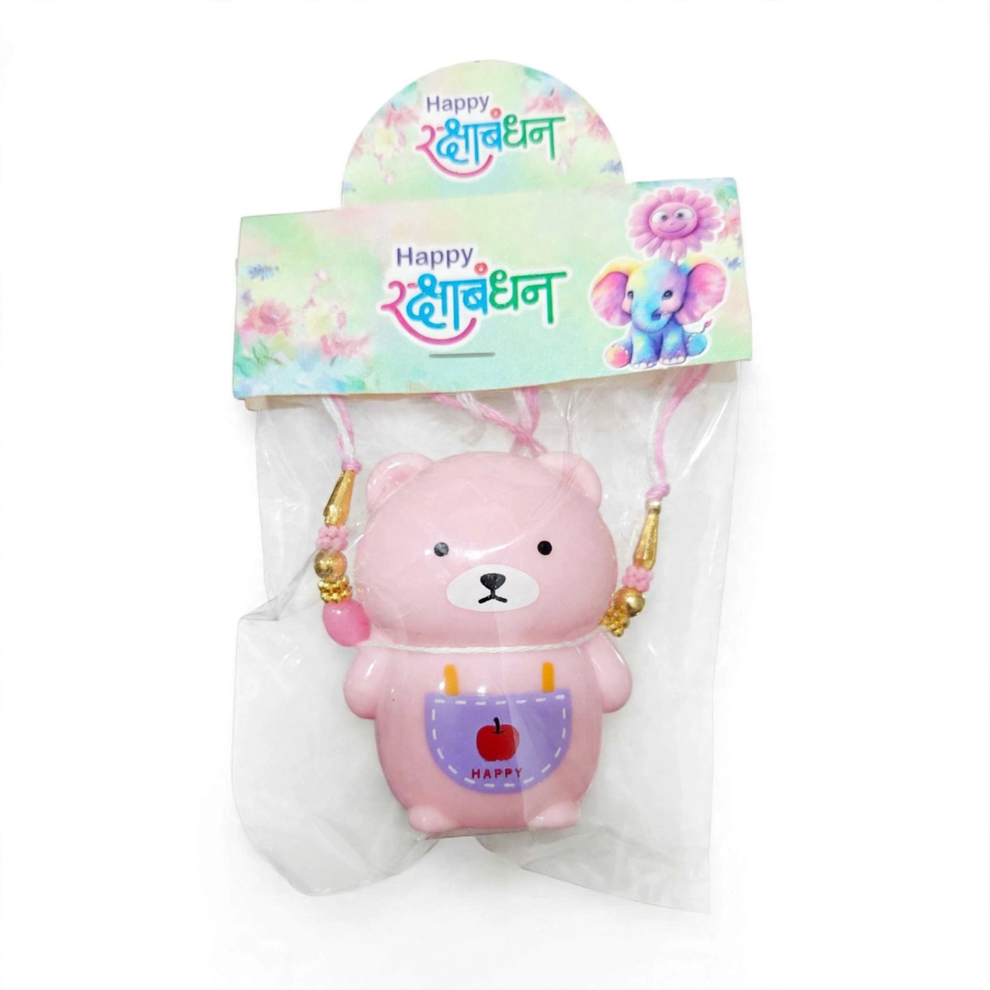Pink Bear Pencil Sharpener Kids Rakhi