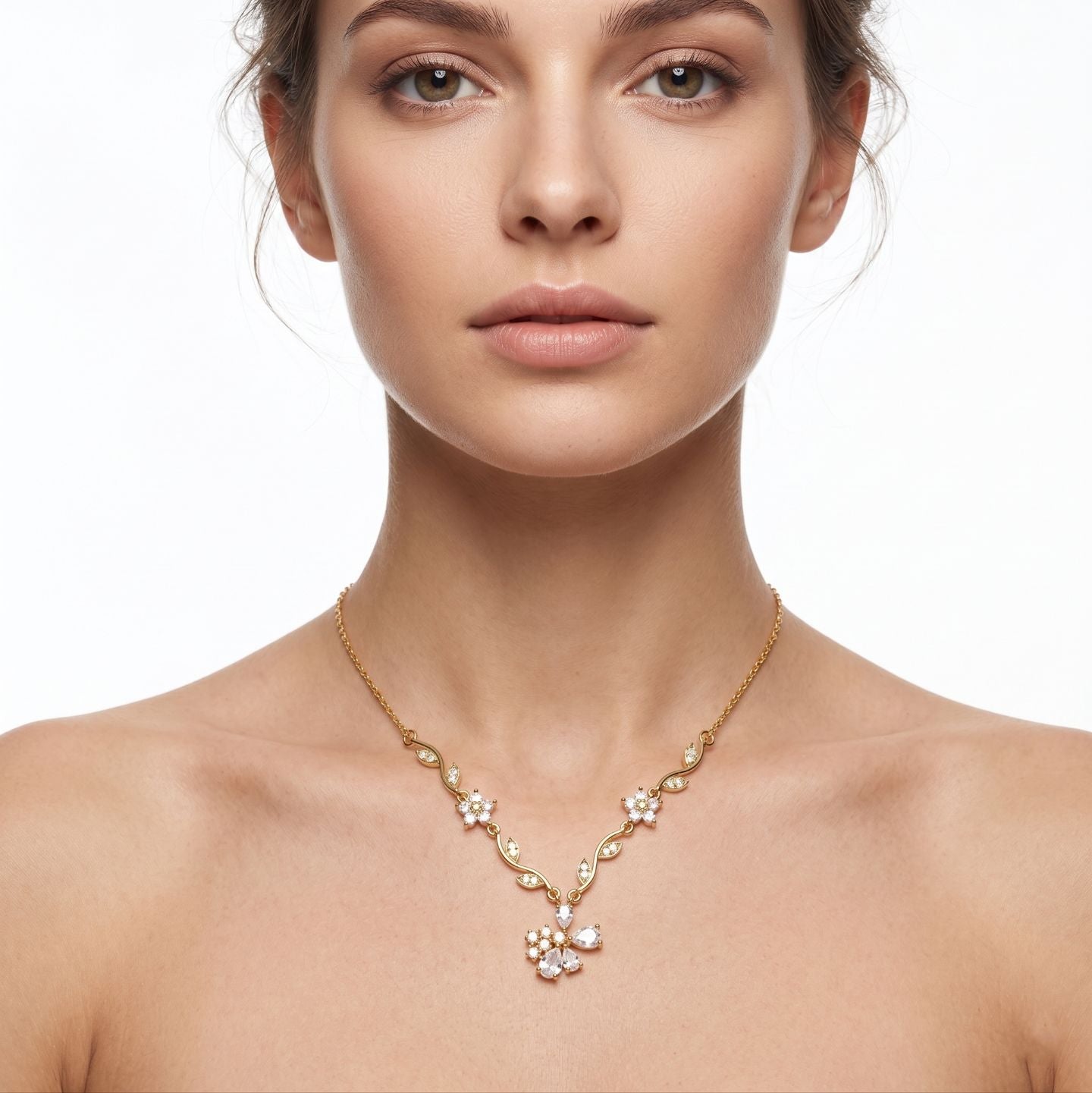 Anti tarnish Tulip Chain Pendant white