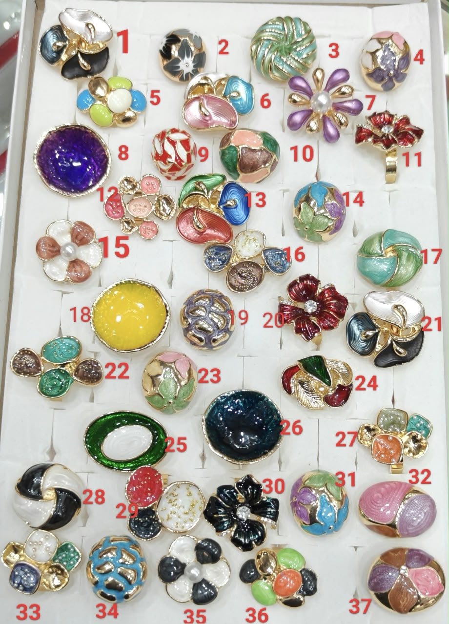 Multicolour Adjustable Korean Enamel Ring