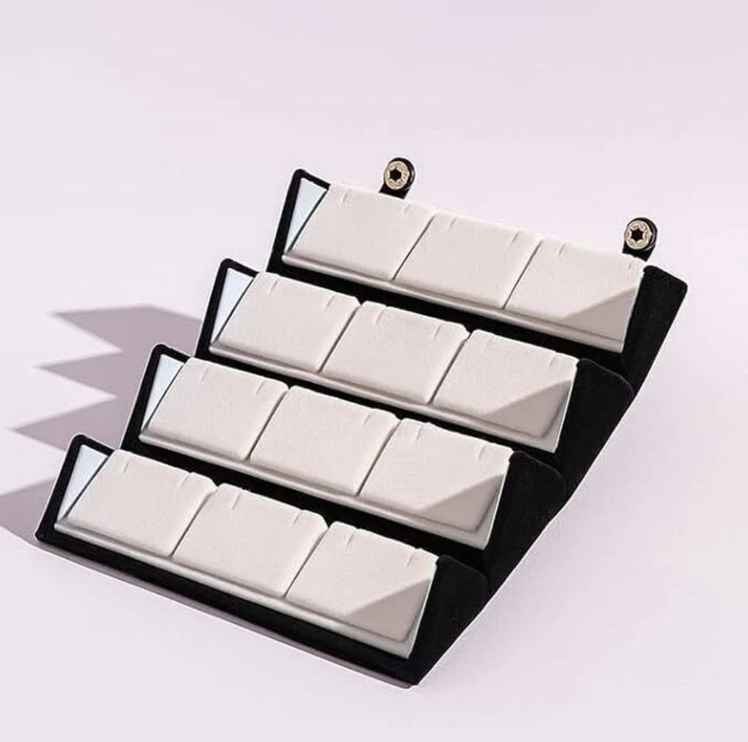 12 Pair Foldable Earring Display Stand — Black Velvet