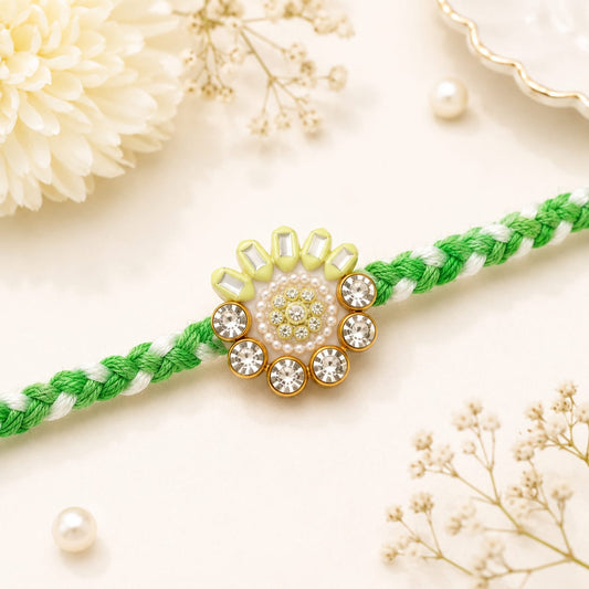Crystal Floral Rakhi - Pink