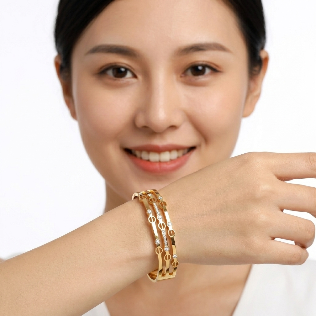 Classic Bezel Crystal Antitarnish Bracelet